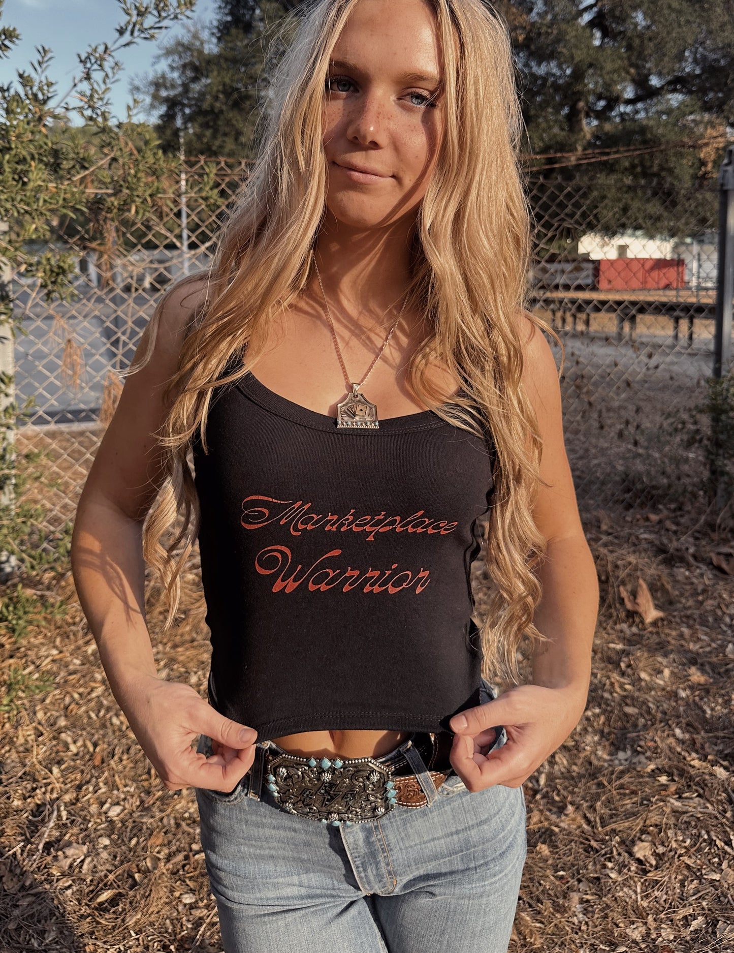 Marketplace Warrior micro-rib tank top